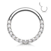 18G & 16G Clear Gems Hinged Septum Clicker Ring. Septum Ring. Septum Piercing. Cartilage Ring